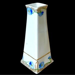 Antique Nippon Hatpin Holder Bud Vase Hand Painted Gilt Japan Art Nouveau Deco